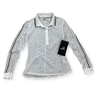 NEW Foray Golf Shirt Women's XS White Fashion Lace Top Long Sleeve Stretch USA